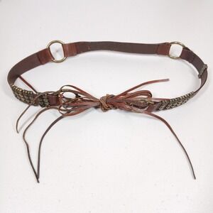 Boutique Leather Belt Women Brown Studded Wrap Tie Boho Western Adjustable